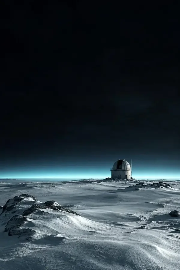 《末日余昼》海报：极夜雪原上的孤零零观测穹顶
